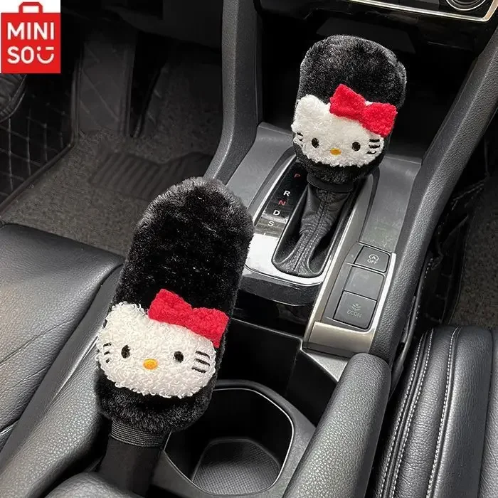 

MINISO Sanrio Hello Kitty Car Handbrake Gear Handle Cover Plush Cartoon Melody Protective Cover Car Interior Accessories Warm