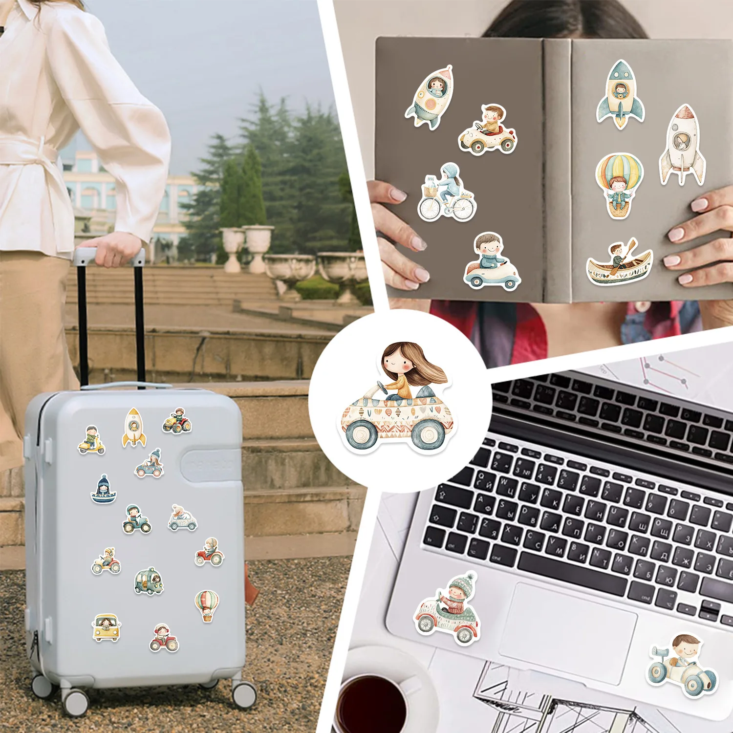 10/30/50Pcs Cartoon Transportation Stickers Phone Laptop Guitar Laptop Luggage DIY Decorative Waterproof PVC Stickers For Kids