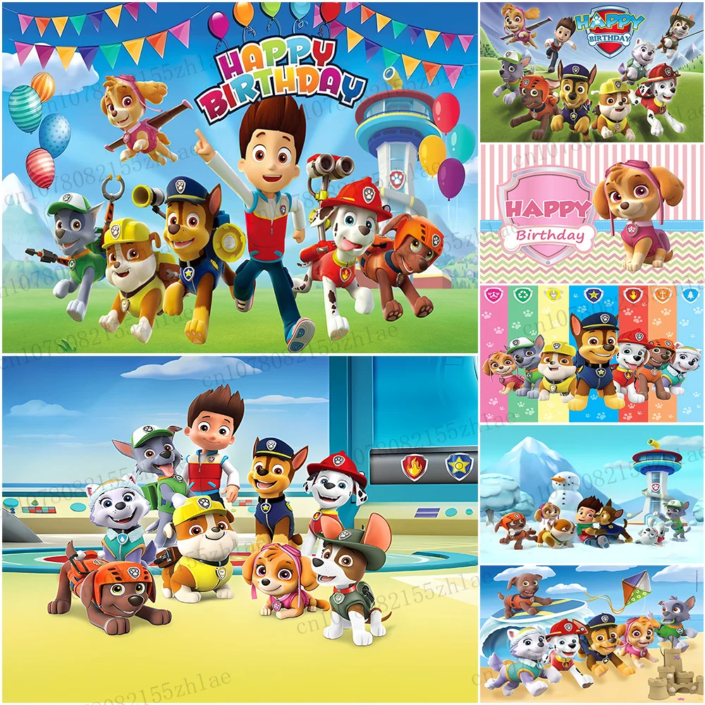 

Paw Patrol Birthday Party Photo Background Baby Shower Photo Backdrop Cartoon Photography Backdrop Decoration