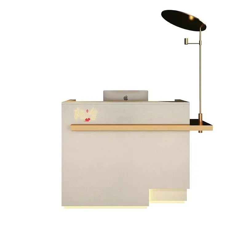 Marble Special-shaped Service Desk Baking Paint Company Front Desk Reception Desk Bar Checkout Page Counter Simple And Modern Cu