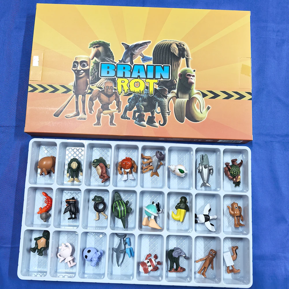 24 pz Italian Brainrot Tung Tung Sahur Serie Action Figures Set Tralalero Bombardino Crocodilo Shimpanzini Bananini Confezione Regalo