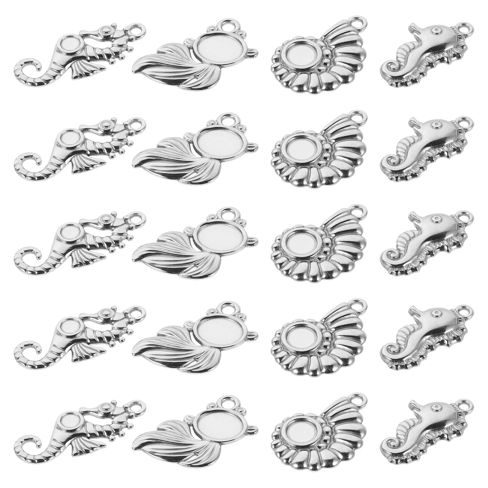 

20pcs Ocean Theme Metal Charms Pendants For Diy Jewelry Making Conch Fish Seahorse Beach Accessories Craft Supplies
