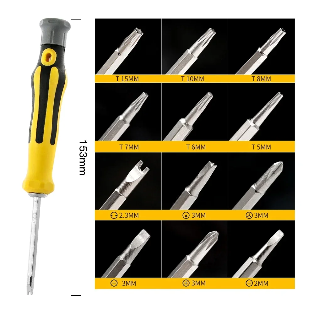 12 in 1 screwdriver set, precision insulated manual tool, tamper proof magnetic screwdriver head, hexagonal Torx screwdriver