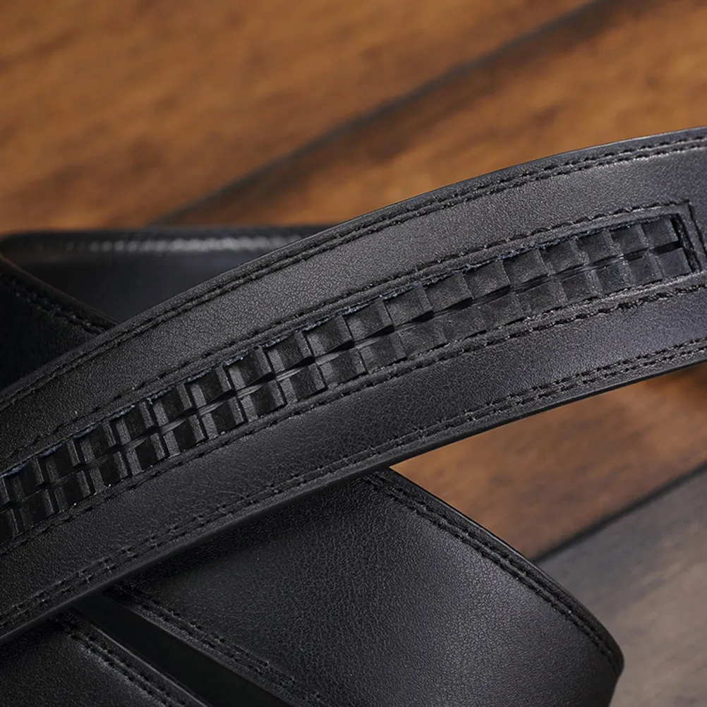 

2Pcs Belt Men Cowhide Automatic Buckle Belts Business Casual Vintage Waistband Black Brown Stylish