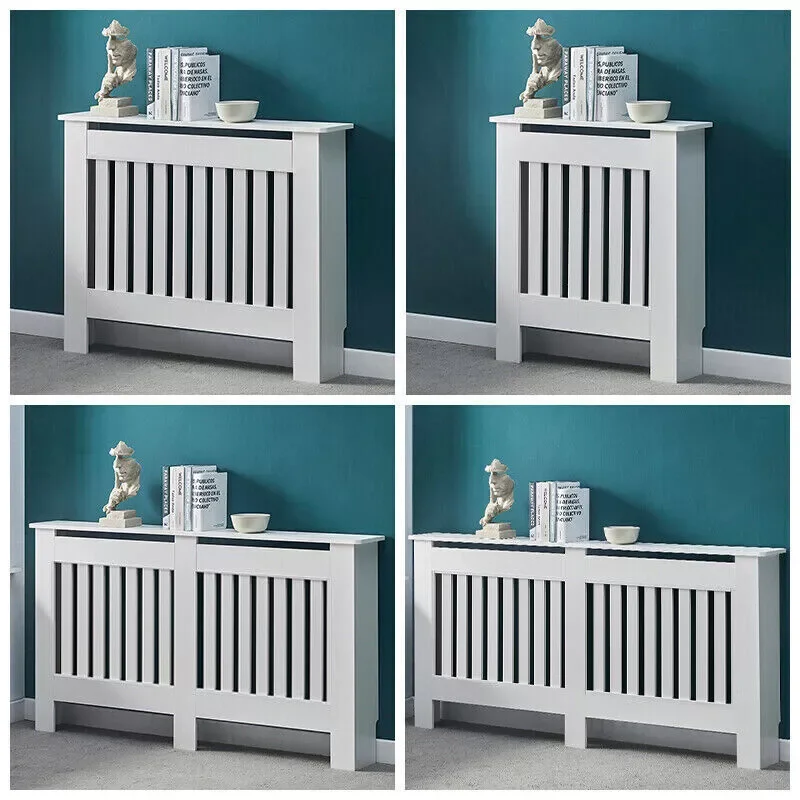 White Wood Radiator Cover MDF Grill Shelf Cabinet Modern Traditional Furniture 112cm