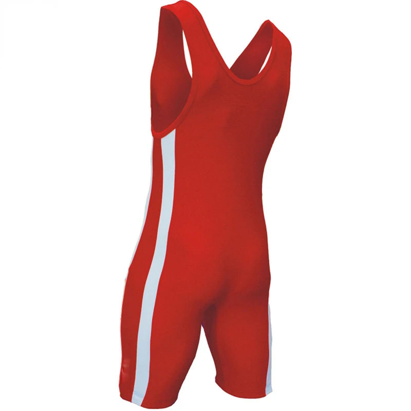 Blue and Red Wrestling Singlets Tummy Control Wear GYM Sleeveless Triathlon PowerLifting Clothing Swimming Running Skinsuit