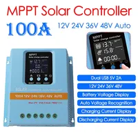 Solar Charge Controller MPPT 100A LED Display 12V 24V 36V 48V AUTO Solar Charge And Discharge Controller for Universal Battery