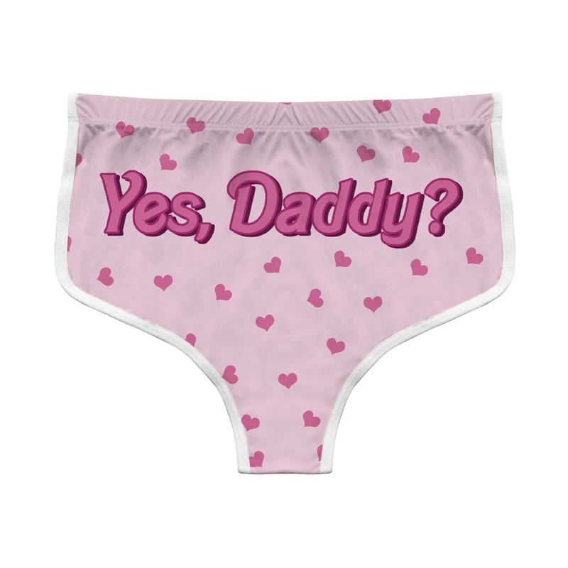 Cute Girl YES DADDY Printed Panties Sexy Sports Underwear for Women Sweet Underwear Sports Briefs Comfortable Pink Heart Panties