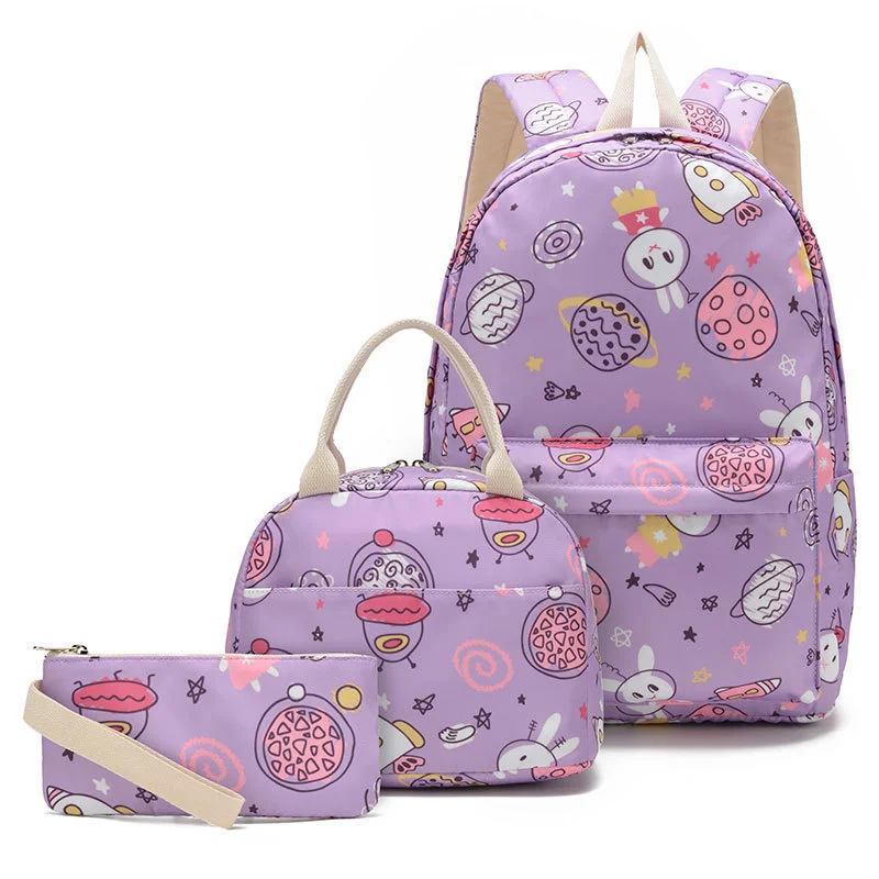 Juego de mochila con patrón de oso lindo con estuche para lápices y bolsa para el almuerzo, sarga 3 en 1, paquetes escolares de primaria