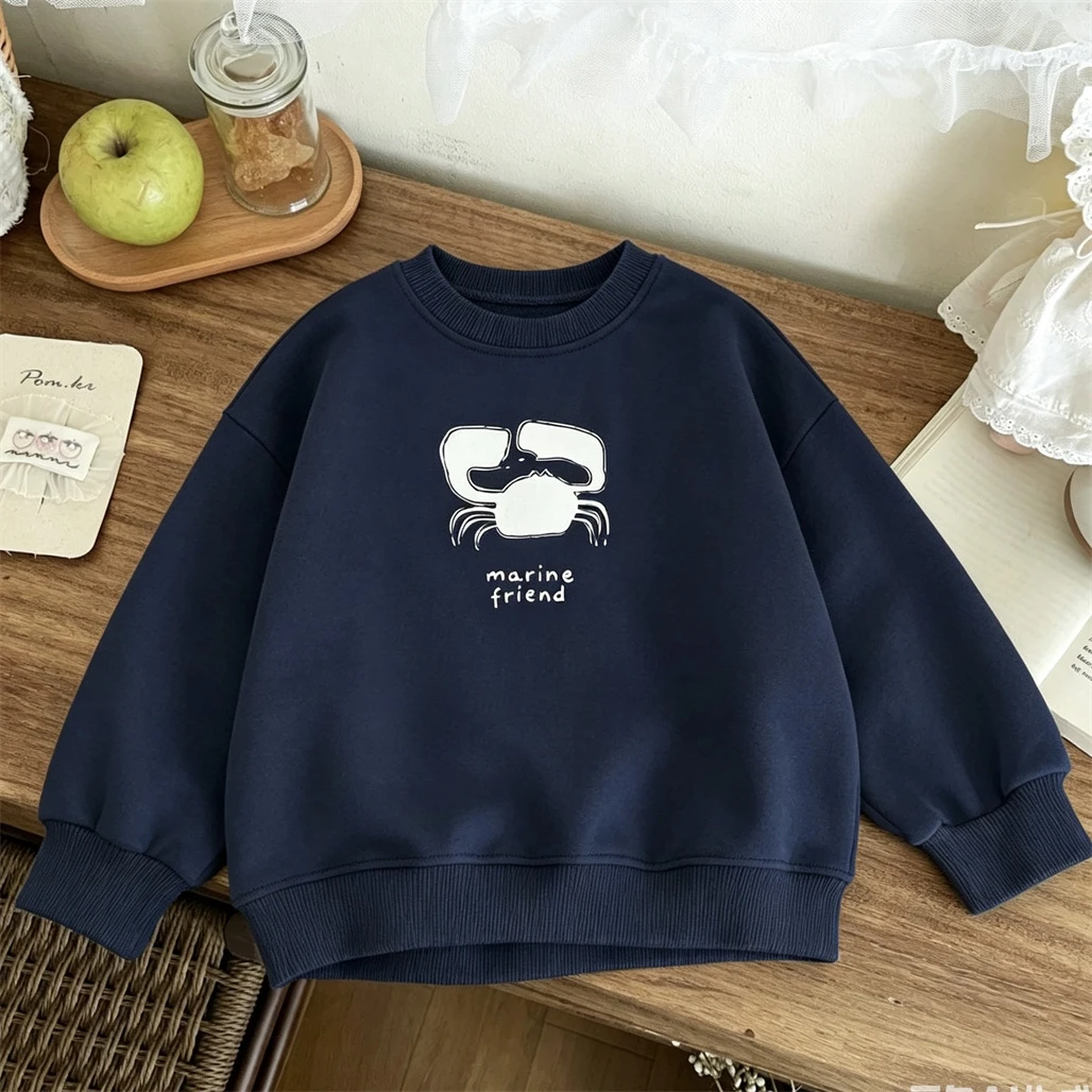 Sweatshirts mit Buchstabendruck, lockere Freizeitkleidung, Rundhals-Pullover, langärmelige Hoodies, Herbstkleidung für Kinder 2026 – Detail 3