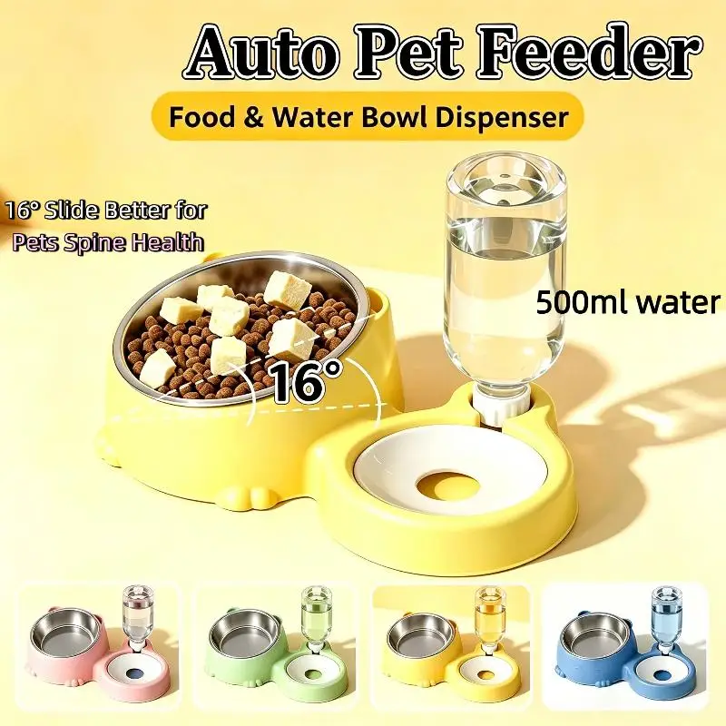 2 In 1 Automatic Pet Feeder & Water Dispenser Leakproof Large Capacity for Cats Dogs Pet Feeding Accessories