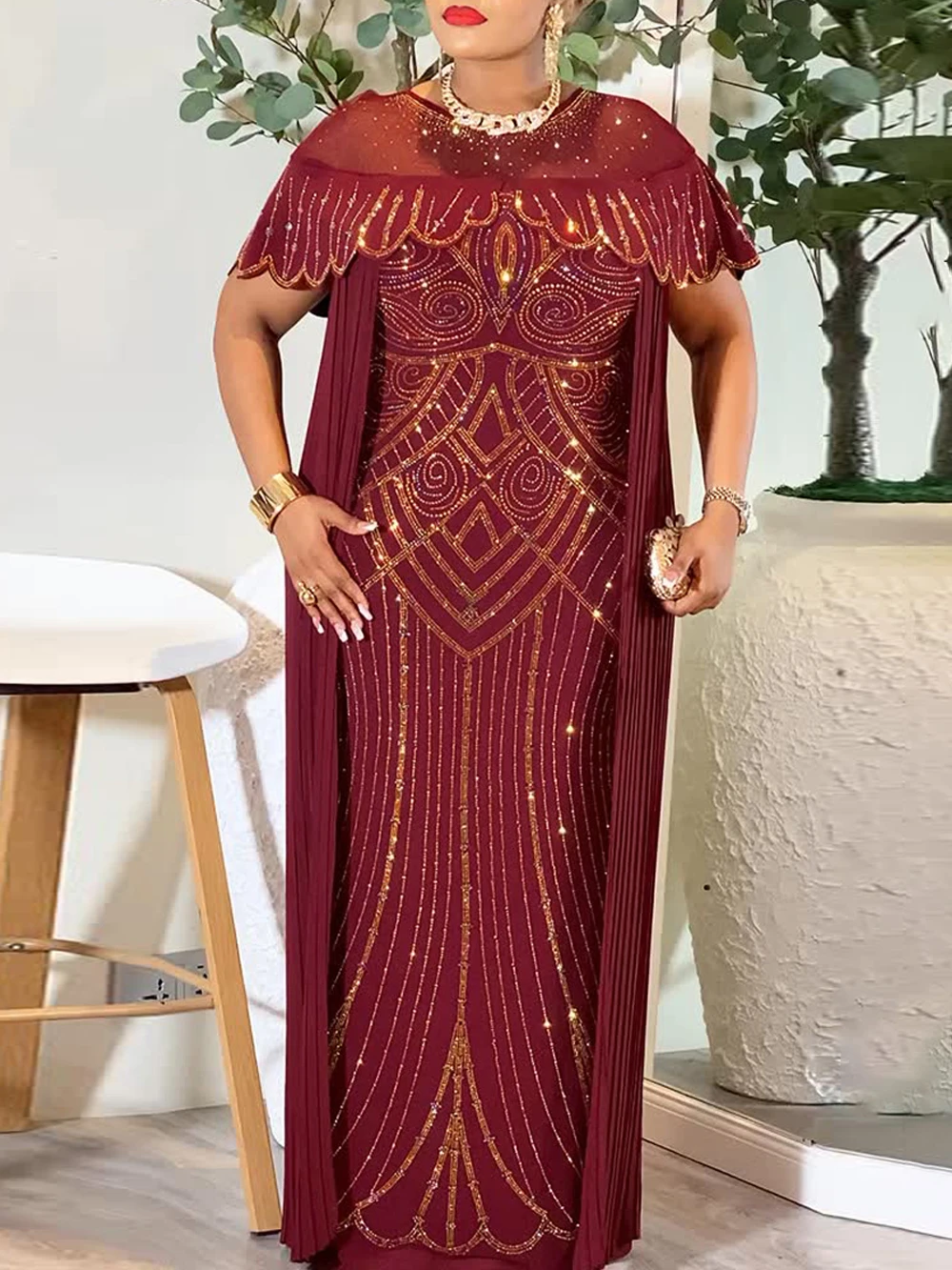 2026 Spring Dresses For Women Dubai African Wedding Party Prom Evening Gown Dashiki Pleated Maxi Robe Office Ladies Clothing