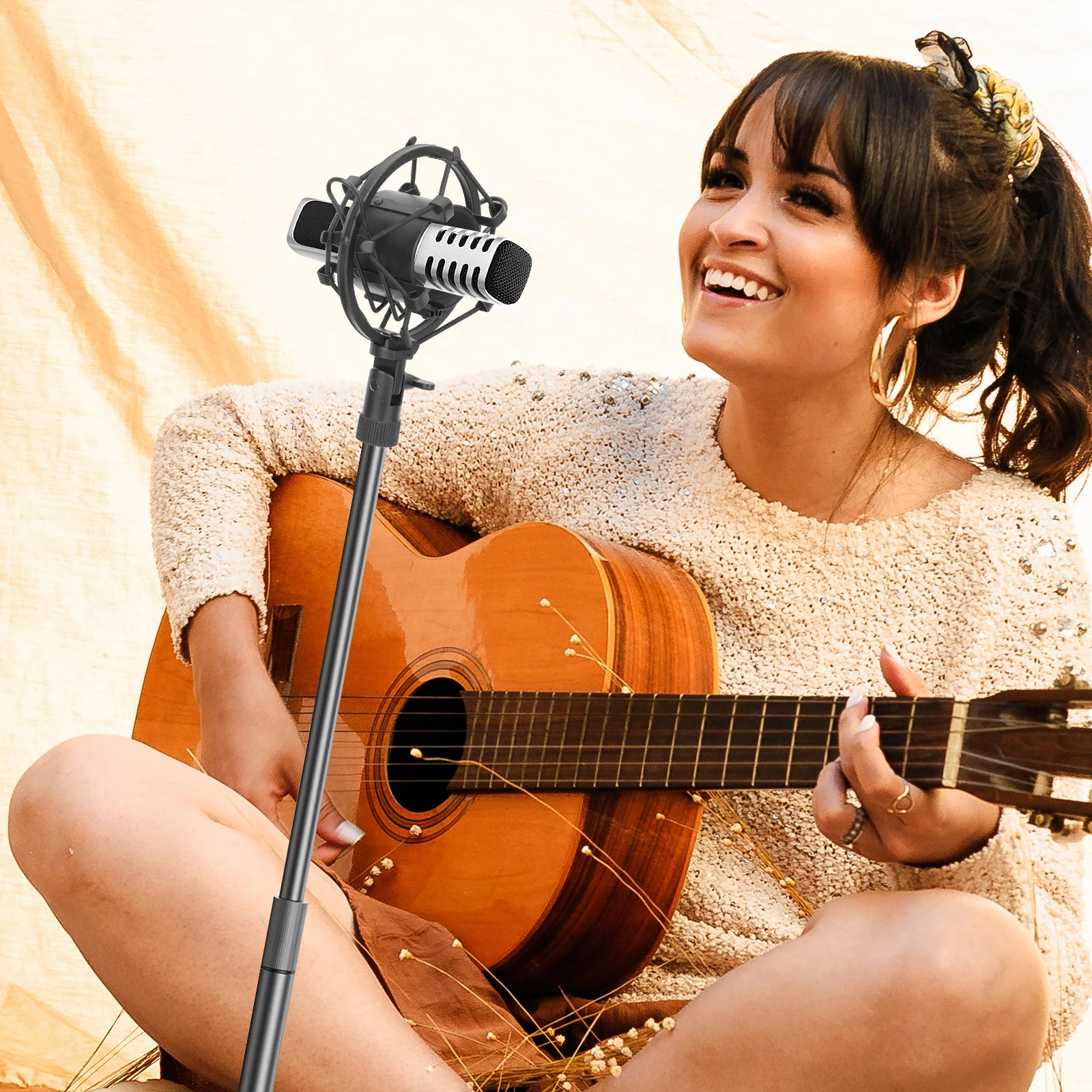 

Universal Microphone Stand for Desk Adjustable Height Metal Build Anti-Slip Base for Podcasting Broadcasting and Voice Recording