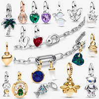 925 Silver New Lucky Grass Minimi ME Galaxy Heart Pendant Disney Sparkling Heart shaped Firefly Medal Beads DIY Charm Jewelry