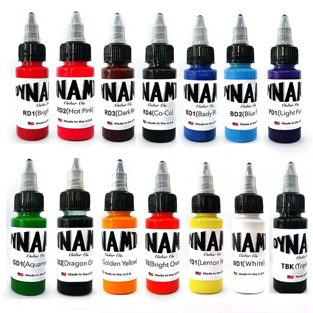 14Pcs Tattoo Ink 14 Colors Set 1 oz 30ml/Bottle Tattoo Inks Pigment Kit for 3D Makeup Beauty Skin Body Tattooing Art Painting