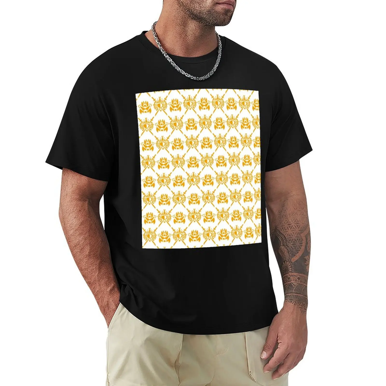 homestuck-Ultimate Dirk's Royal Argyle-(white & orange) Graphic T-Shirt Big Size Simple T-Shirt