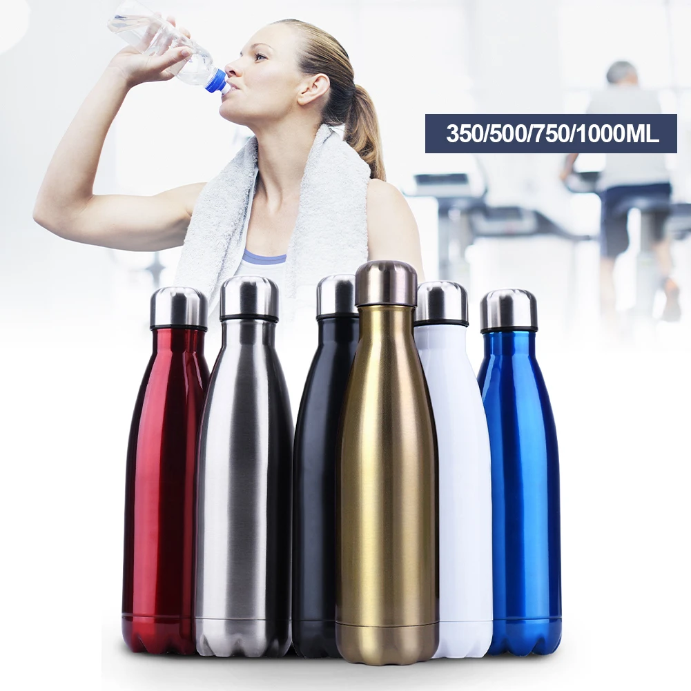 

WSKEJI 1000Ml Stainless Steel Sport Bottle Water Double Leak-Proof Vacuum With Lid Thermal Bottle for Travel Work Office