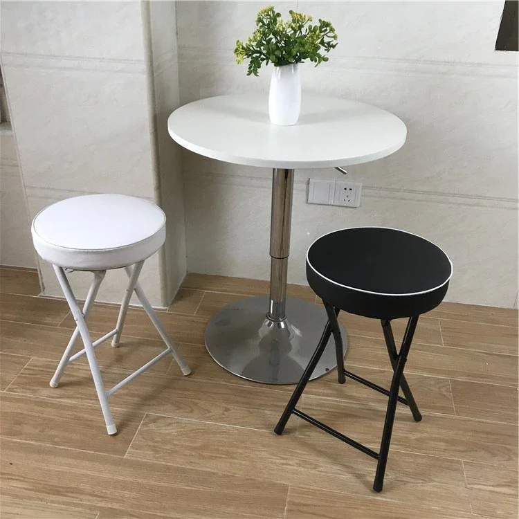 

Folding stool home office simple modern outdoor portable chair dining table chair pu leather surface