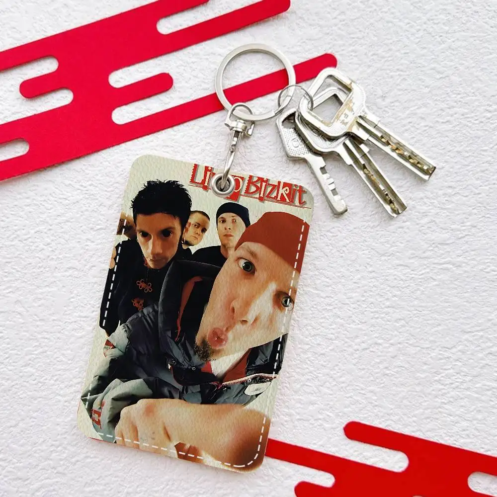 

Rock Band L-Limp Bizkit PU Soft Leather Rectangular Key Card Holder Induction Elevator Protection Cover Youth Faion Accory