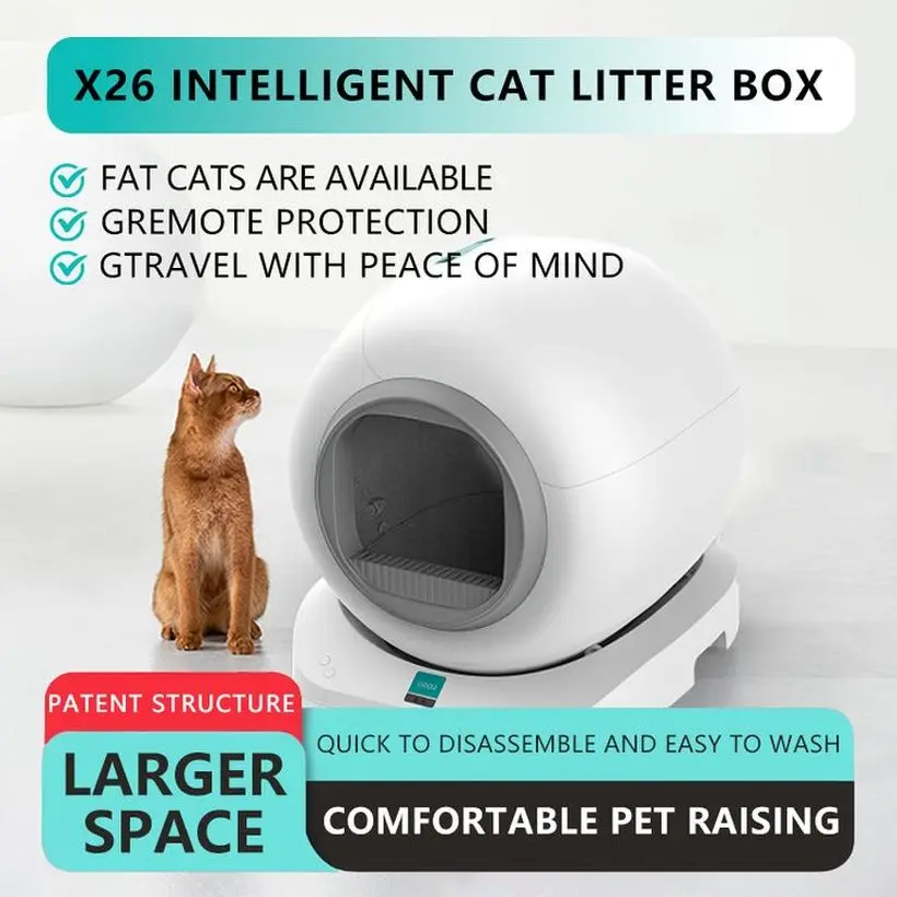 Factory Latest Pet Products Intelligent Self-Cleaning Cat Litter Box Not Dirty Hands for Cats Support App Control Cat Litter Box