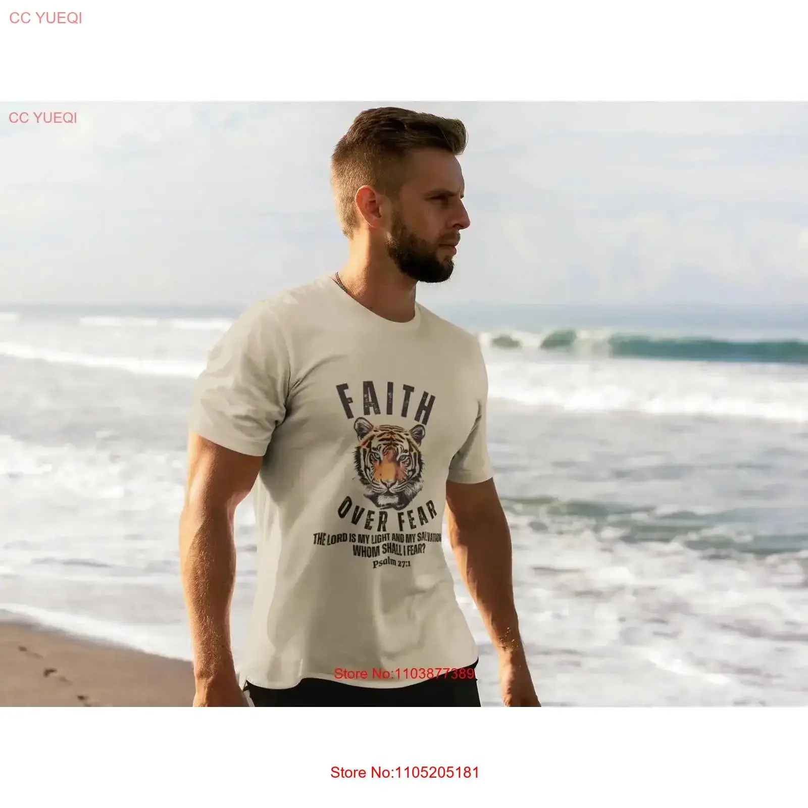 Faith Over Fear T Shirt Christian Eye Of The Tiger w Bible Verse Whom Shall I Psalm 27 Scripture vintage Washed homme