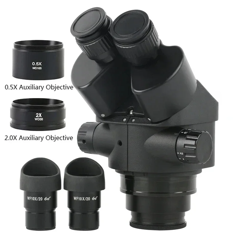 Industrial Parfocal Binocular Stereo Microscope Magnification Continuous Zoom 3.5X 7X-45X 90X For Phone Repair Soldering