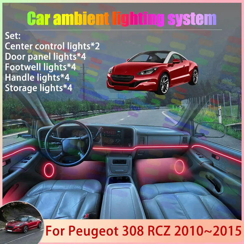 

Для Peugeot 308 RCZ 2010 ~ 2015 2011 2012 2013 T75 2/18 в 1 автомобильный атмосферный светильник RGB абажур ансамбль стример атмосферный набор