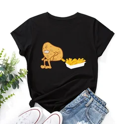 New Arrival Funny Fries and Potato T-shirt Fried Potatoes Lover Women Short Sleeve T-shirts Summer Cotton Tee Female Clothes