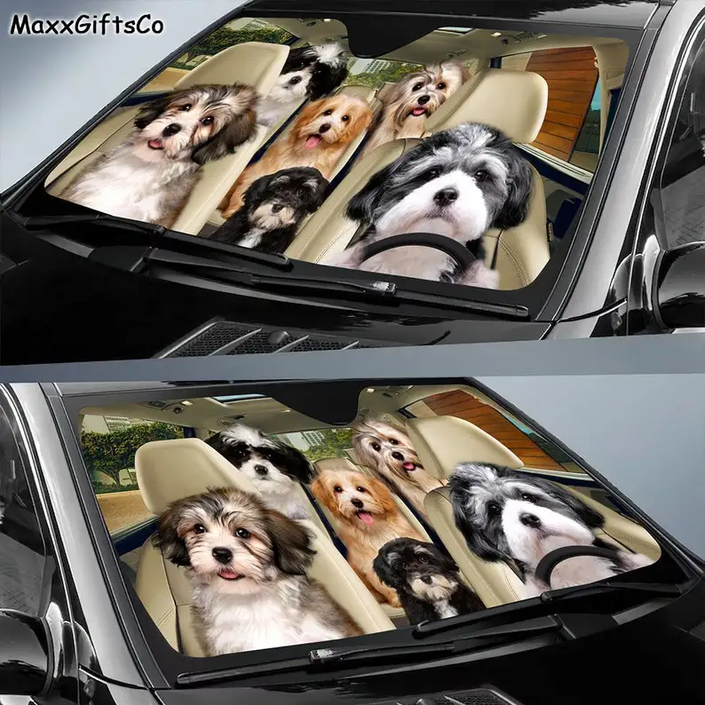 Havanese Car Sun Shade, Havanese Windshield, Dogs Family Sunshade, Havanese Car Accessories, Havanese Lovers Gift, Car Decoratio