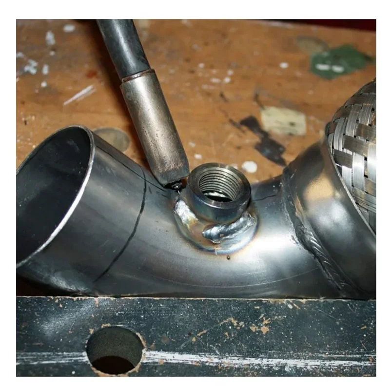 Sensor O2 Bung Stainless Steel, Adaptor Pemasangan Oksigen dan Sambungan M18 x 1.5, Model Berlekuk, Bung Pengelasan Knalpot dengan