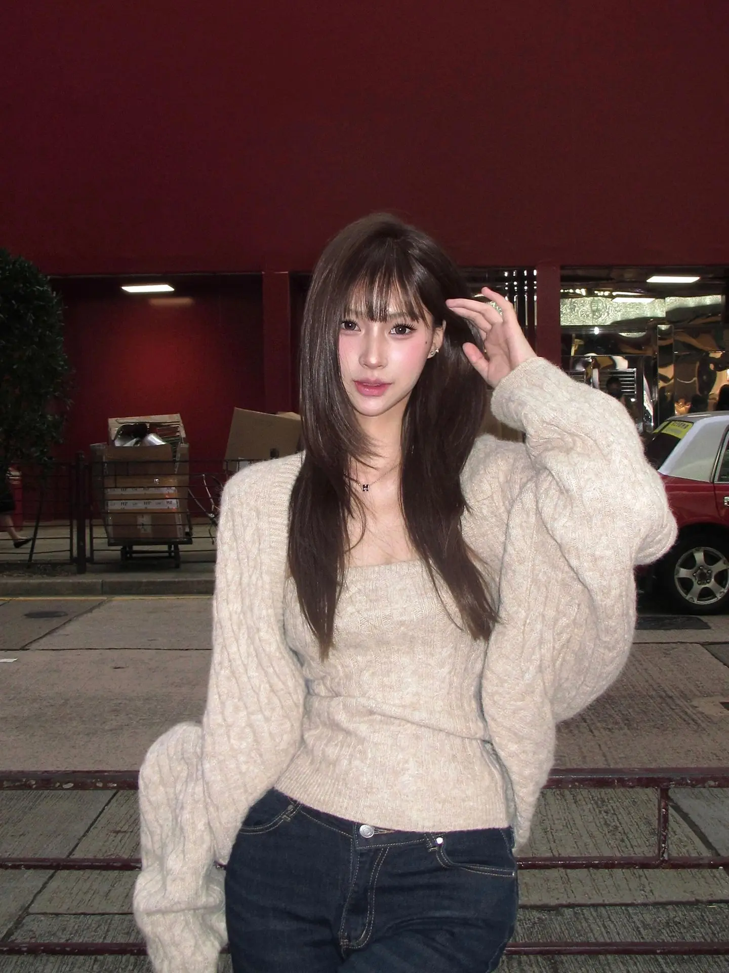 

FEMPILOT Lazy Knitted Set Beautiful Twisted Sweater Cardigan Strapl Top Two-Piece Spring Faion Women's Ensemble