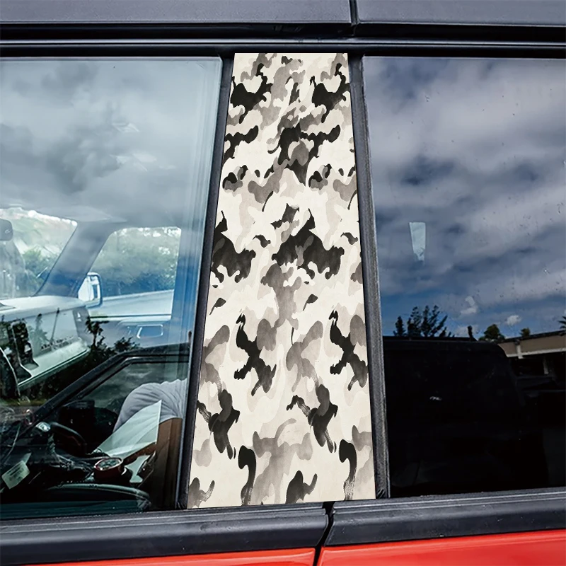 

2 штуки автомобильной защитной пленки для B-стойки, глянцевая, камуфляжная, с эффектом чернил.