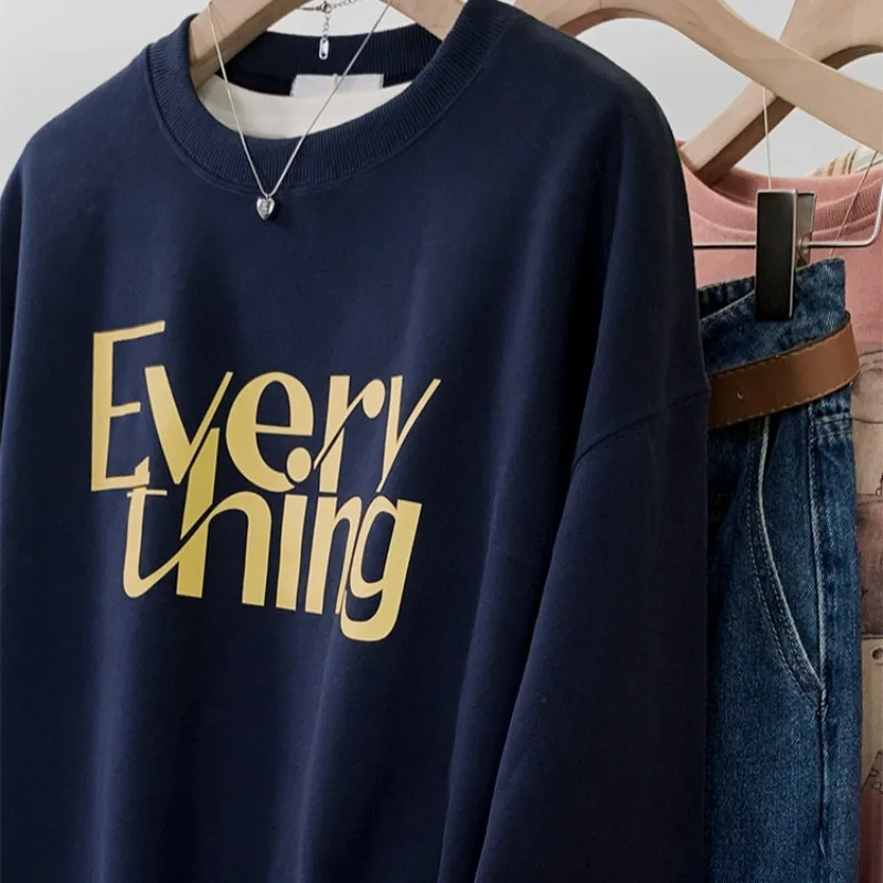 Sweats à capuche sans chapeau College pour femmes, Streetwear de mode coréenne, All-Match, Loisirs, 03/imprimés At, Confortable, Rajeunissant, Attrayant, Automne