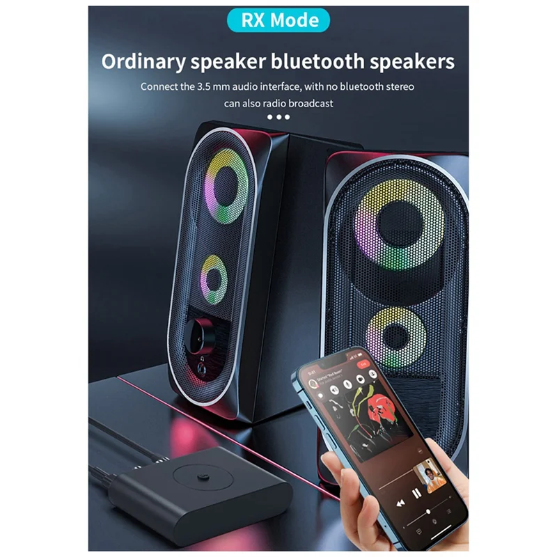 บลูทูธ 5.3 เครื่องรับสัญญาณเสียงแจ็คสเตอริโออะแดปเตอร์ไร้สายสําหรับชุดเครื่องขยายเสียงลําโพงพร้อมสาย RCA สีดํา