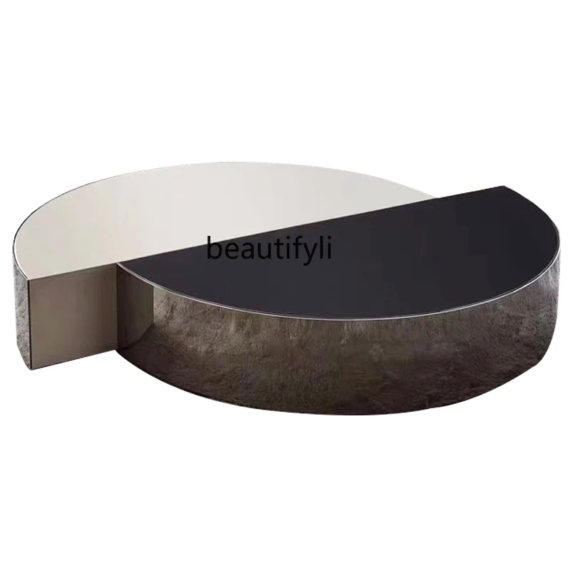 

Light Luxury High-End Square Coffee Table Simple Designer Stainless Steel Side Table Tempered Glass Art Minimalist Corner Table