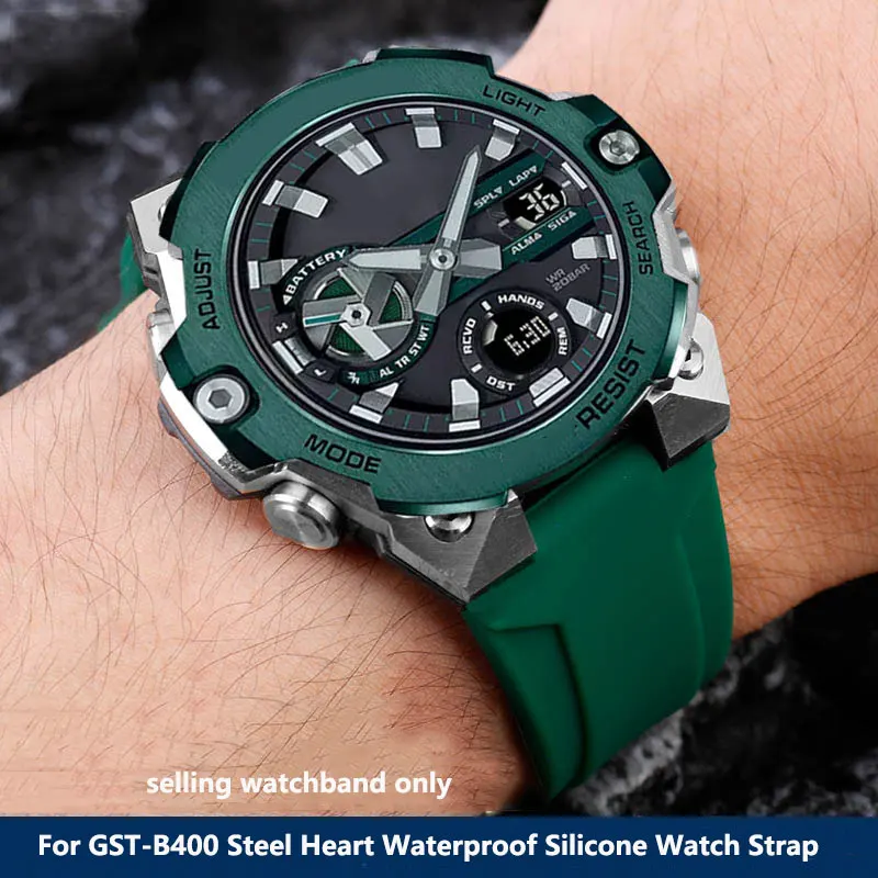 Cinturino in silicone modificato adatto per cinturino in silicone impermeabile Casio G-SHOCK series GST-B400 steel heart 14mm