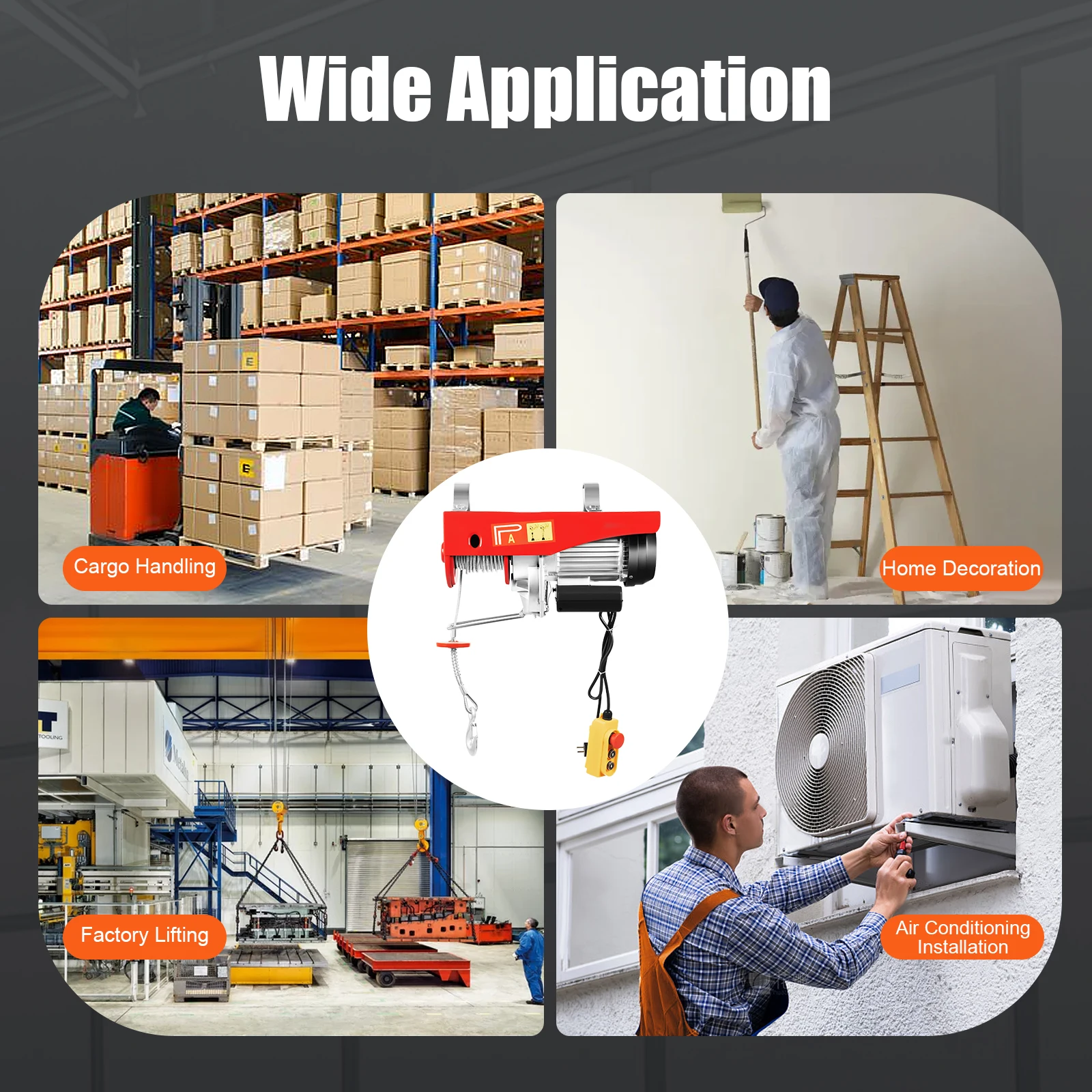 2204Lbs رفع رافعة كهربائية واحدة مزدوجة متعددة أوضاع التشغيل 3.28ft السلكية التحكم عن بعد لمصنع مستودع المرآب