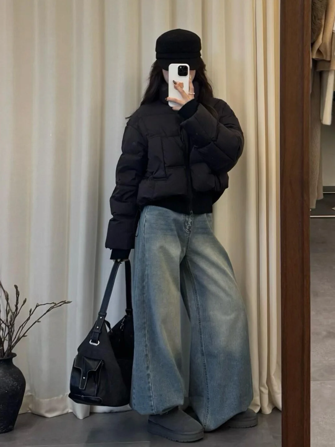 

Stylish Thickened Black Stand Collar Cotton Jacket Women's Fashionable All-Match Winter Outerwear Trendy Commute Style