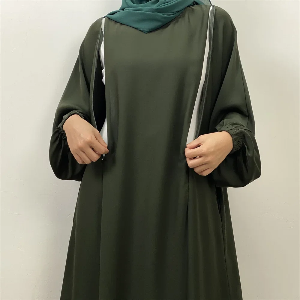 UNI Autumn New Abaya Muslim Long Sleeved Dress Solid Color Convenient Breastfeeding Outfit Middle Eastern Clothing Dubai Abayas