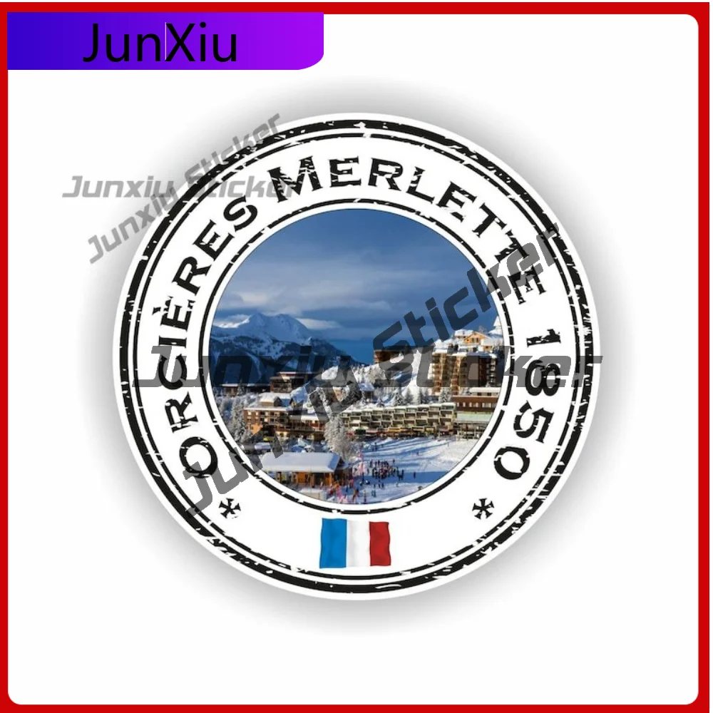 Orcières Merlette 1850 Station de ski de France Seal Sticker Round Heavy Duty Vinyl Decal For Boat Motorcycle Weatherproof
