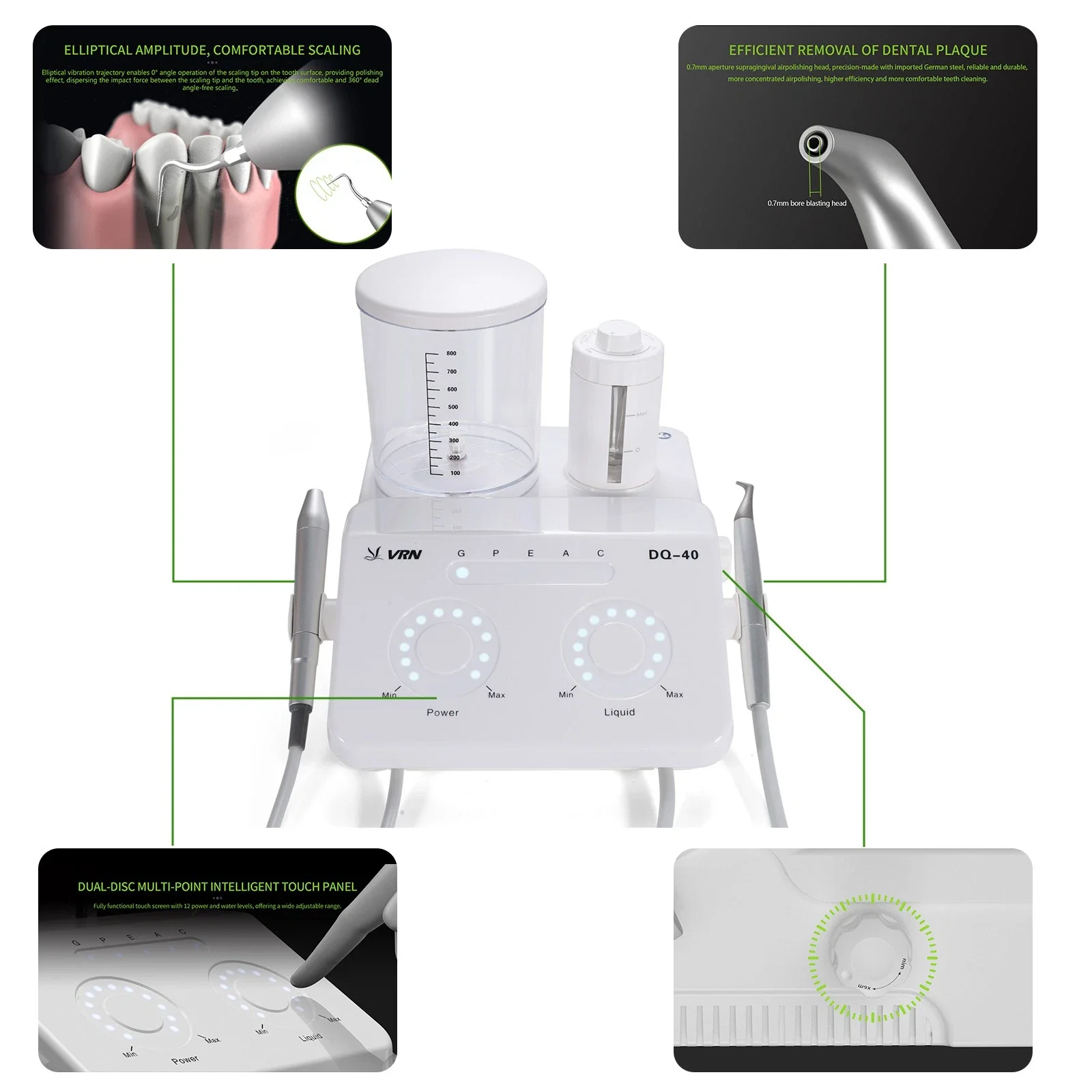 

Dental Ultrasonic Scaler Air Polisher Sandblasting 2 in 1 Perio Therapy System DQ-40