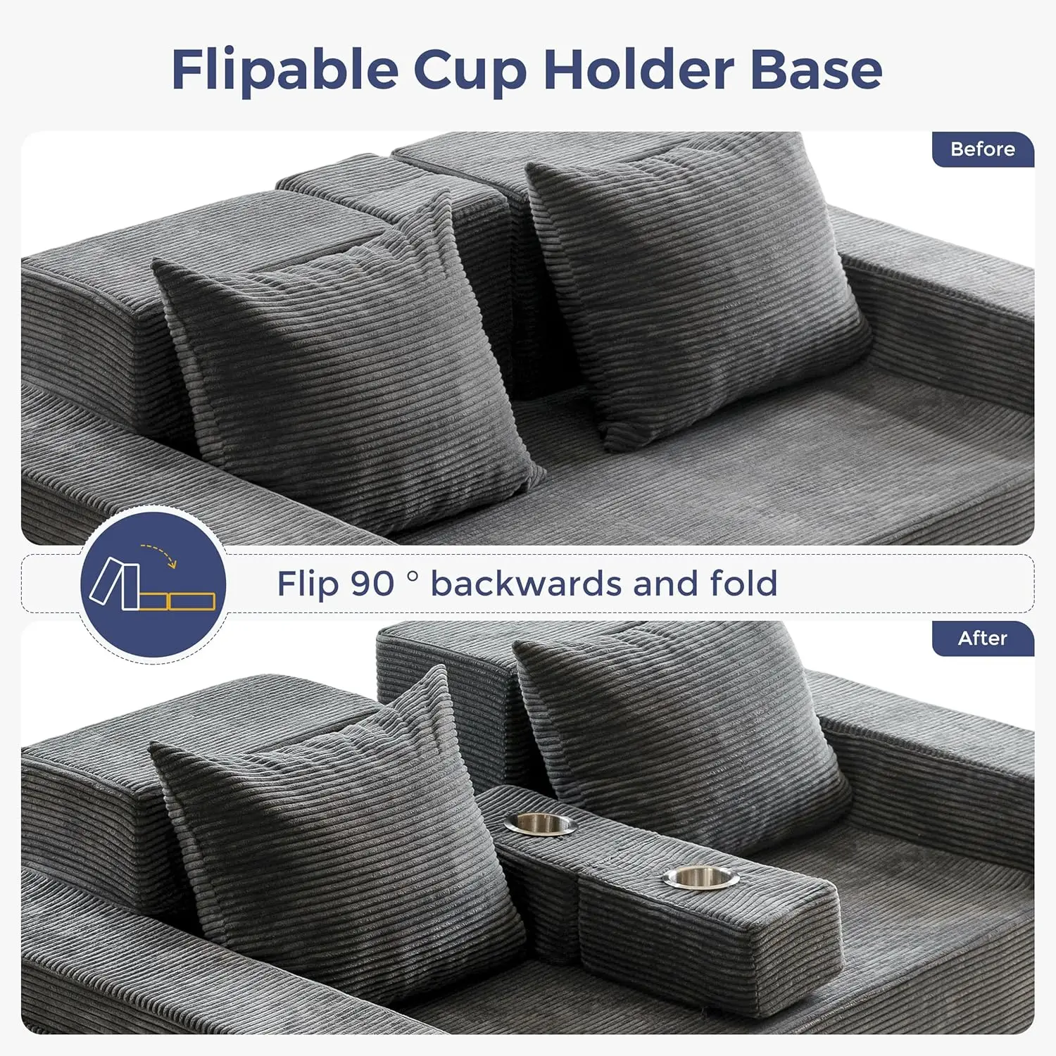 Foldable Sofa Bed with Cup Holders 4