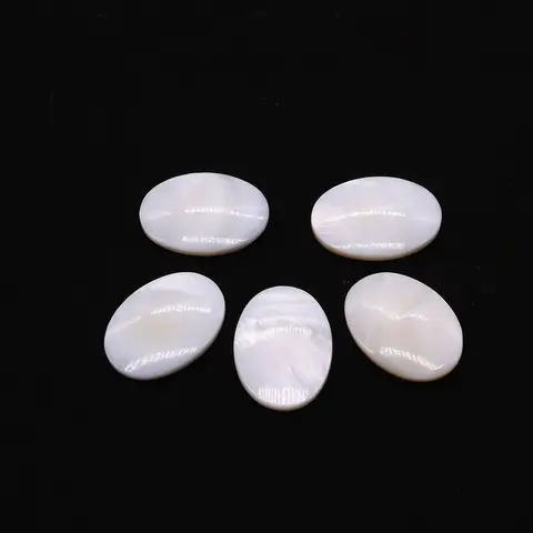 진주 쉘 카보 숑 비즈의 자연 어머니 타원형 달걀 모양의 구멍 없음 보석을위한 느슨한 비즈 DIY 반지 귀걸이 펜던트 만들기