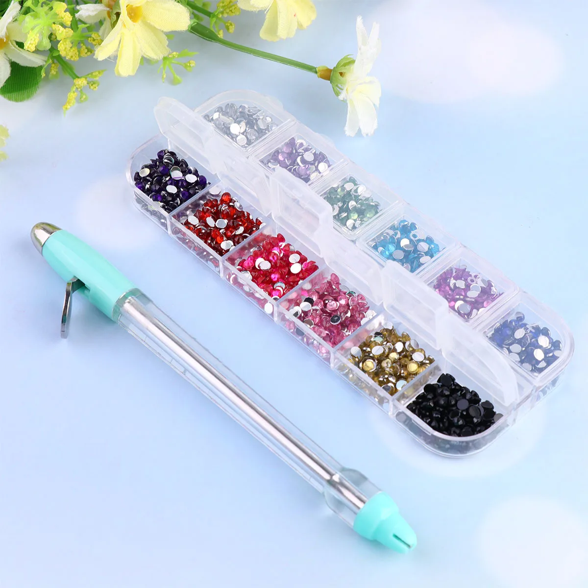 1 conjunto de unhas strass caneta kit diy ferramentas manicure decoração da arte do prego conjunto para casa celular óculos manicure ferramentas