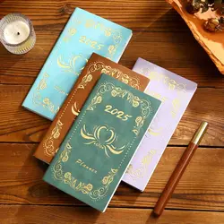 Portable A6 2025 Agenda Book Pocket with Calendar Diary Weekly Planner Retro To Do List English Notepad School Office