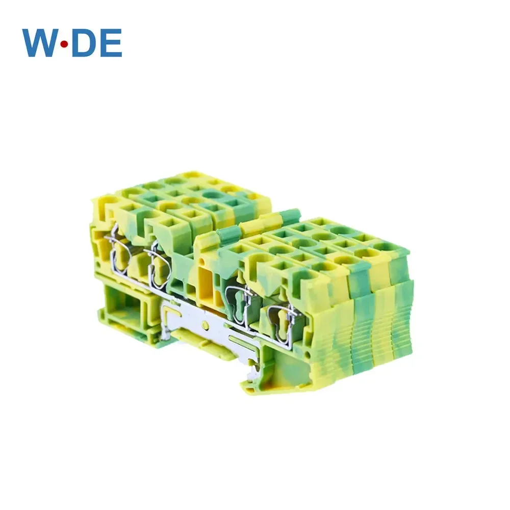 PE Din Rail Terminal Blocks ST-4-QUATTRO PE Connectors Return Pull Type Four Conductor Spring Ground Wire Conductor 10PCS