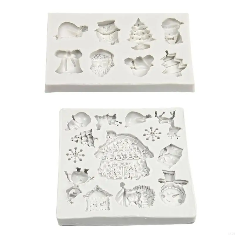 4X7B Chocolate Molds Christmas Series Kitchen Baking Tool Silicone Texture for Candy