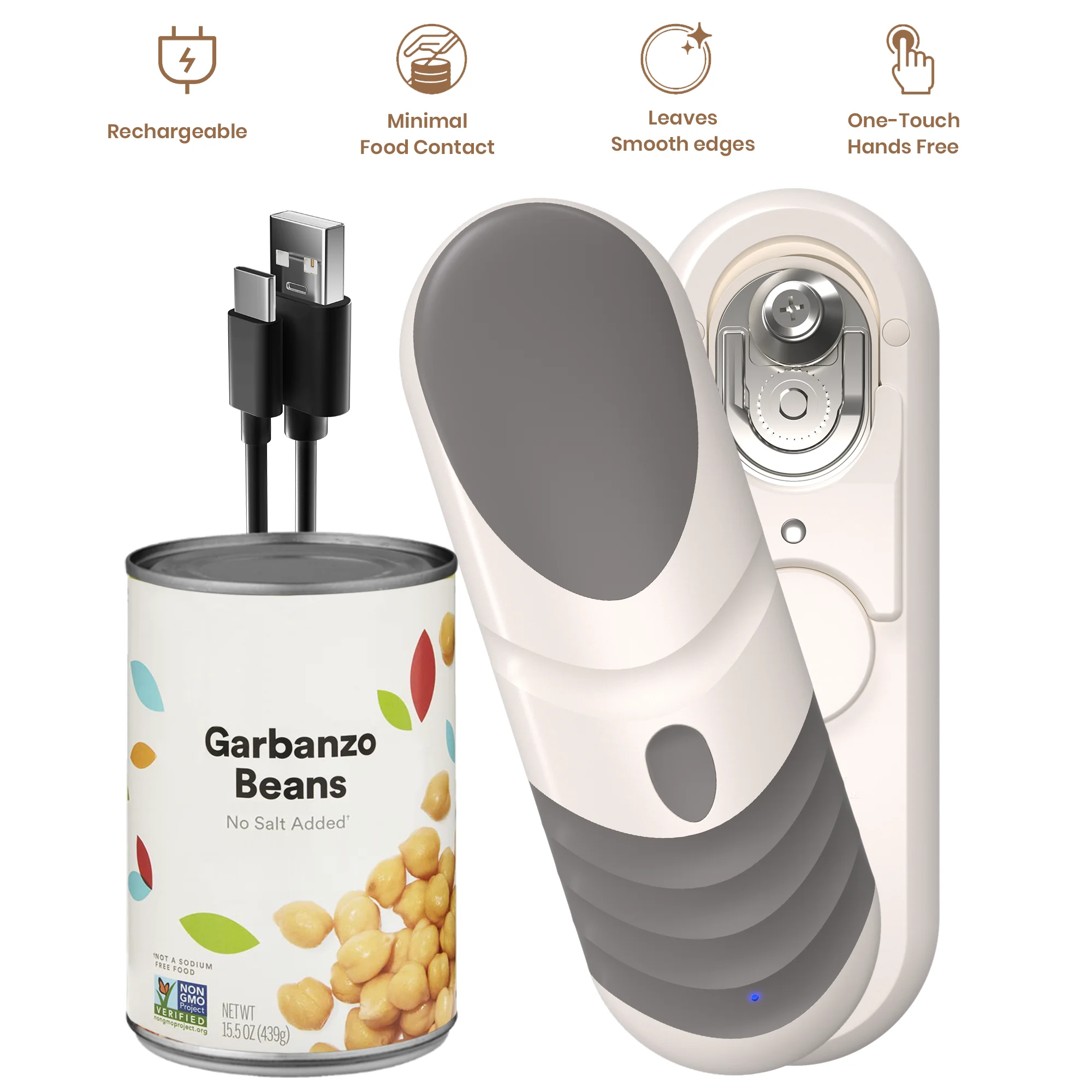 

Rechargeable Can Opener, Automatic Jar Opener, Magnetic Lid Lifter, Kitchen Gadget Tool For Elderly With Arthritis