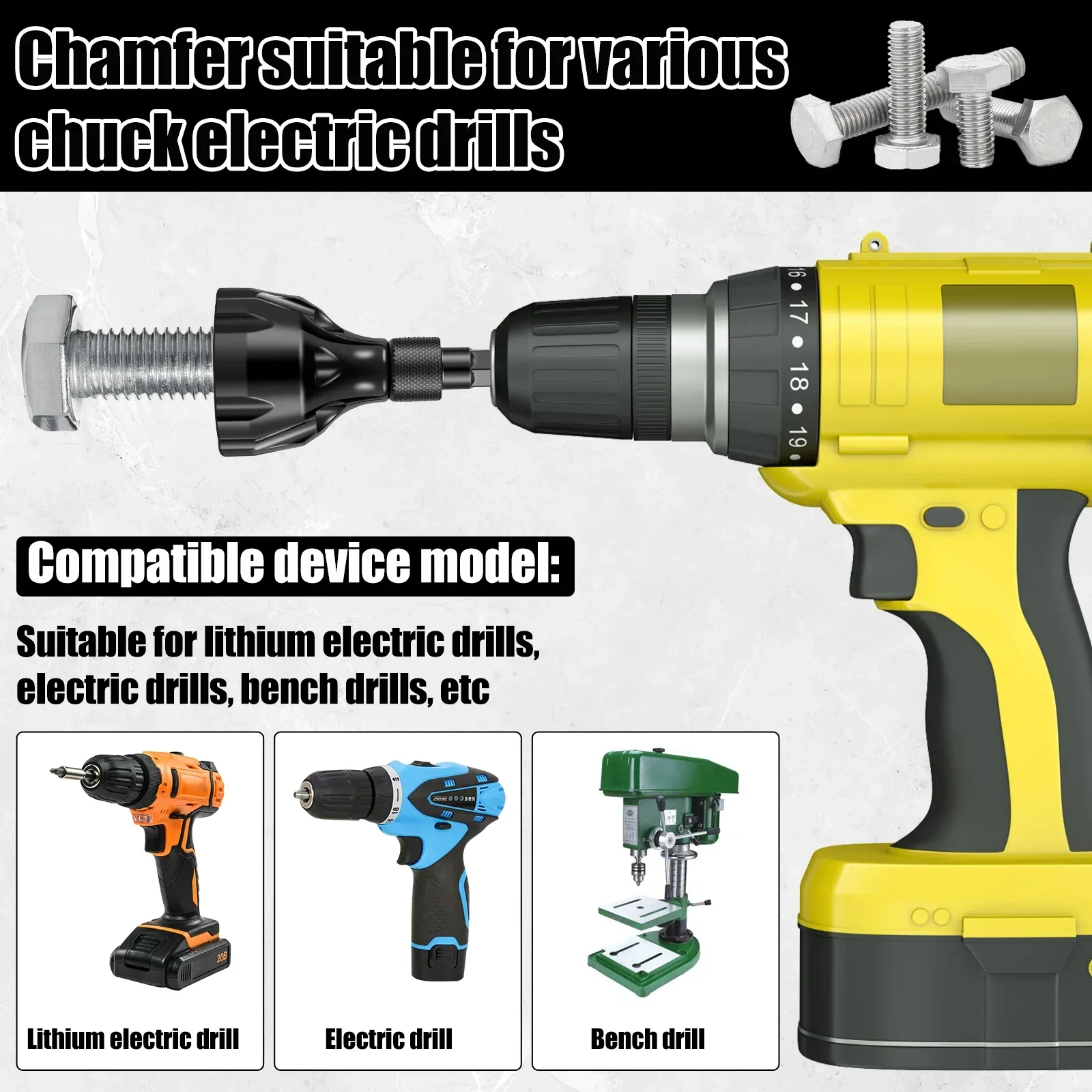 Imagem -03 - Conjunto Rebarbação Ferramenta de Chanfro Externo Aço Tungstênio Hex Haste Remover Rebarbas Ferramenta Parafuso Seguro Rebarbação Chanfradura Broca Peças