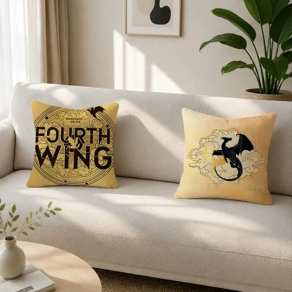 Book Fourth Wing Cushion Cover Soft Plush Cushion Covers Fluffy Throw Pillow Cases for Sofa Bedroom Home Decor